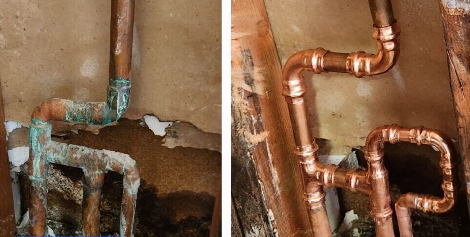 Sacramento water pipe repair – wall leak reroute